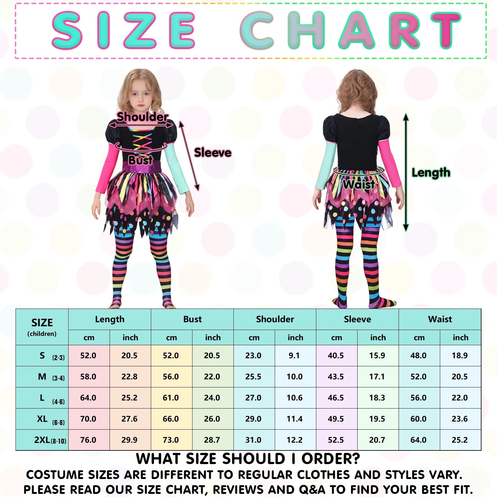 Disfraz de Brujita Arcoíris para Niñas – Traje Colorido de Halloween con Sombrero | Casa del Miedo Kids