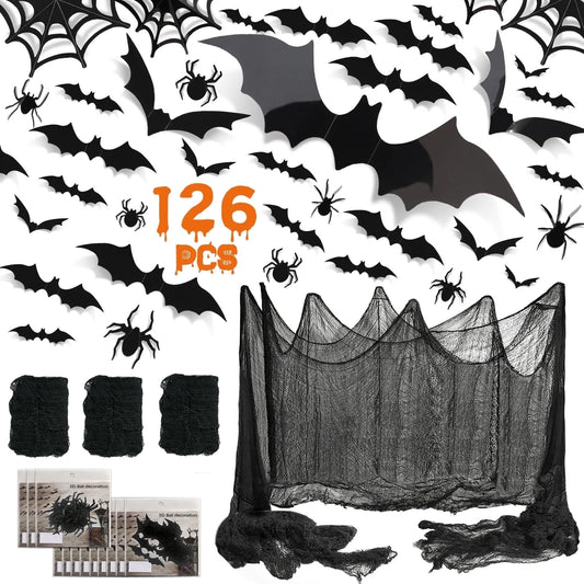 Pack 126 Murciélagos 3D Halloween – Decoración Adhesiva para Paredes