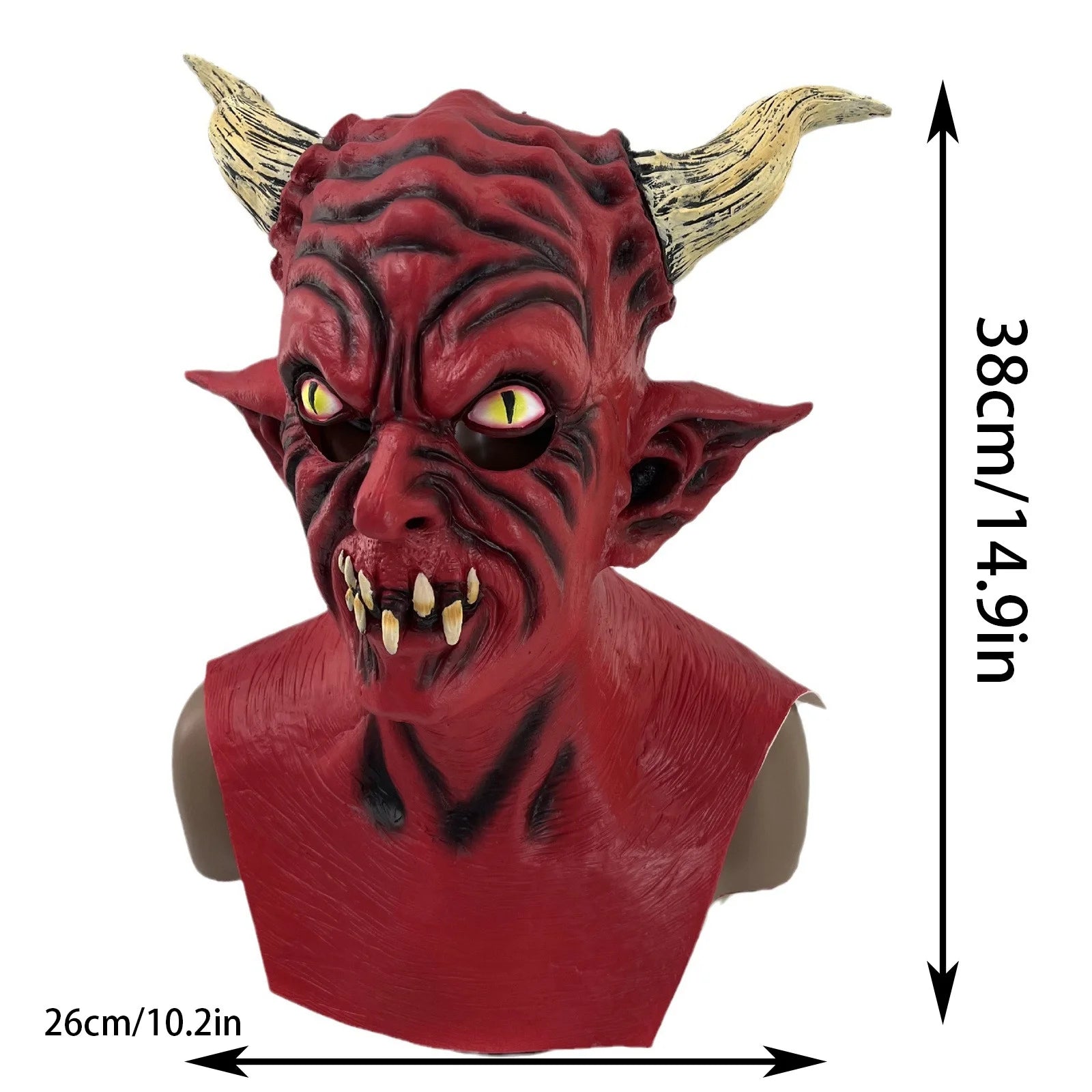 Máscara de Demonio Realista 14.9" – Terror Infernal para Halloween