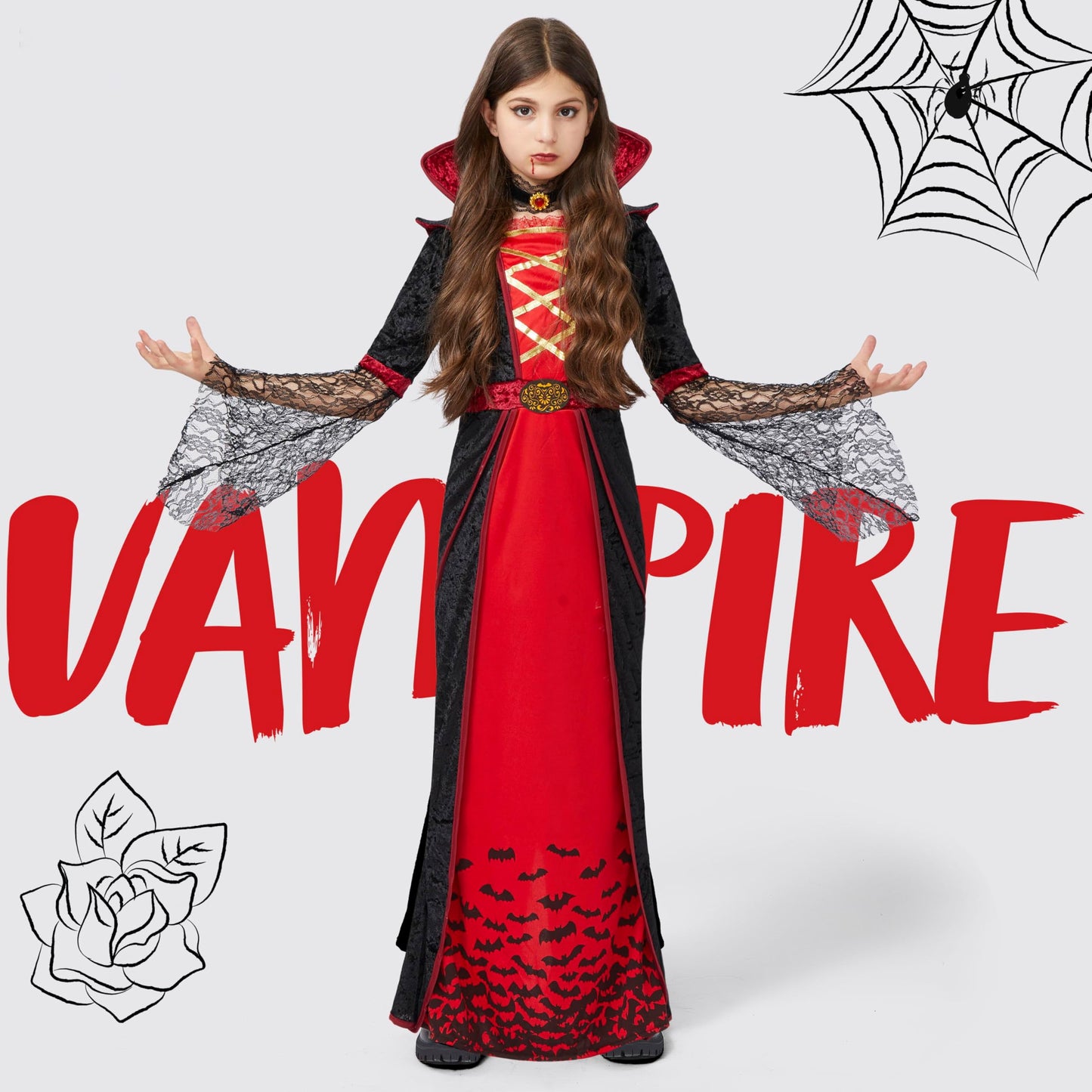 Disfraz de Vampiresa Real para Niñas – Reina Gótica de Halloween