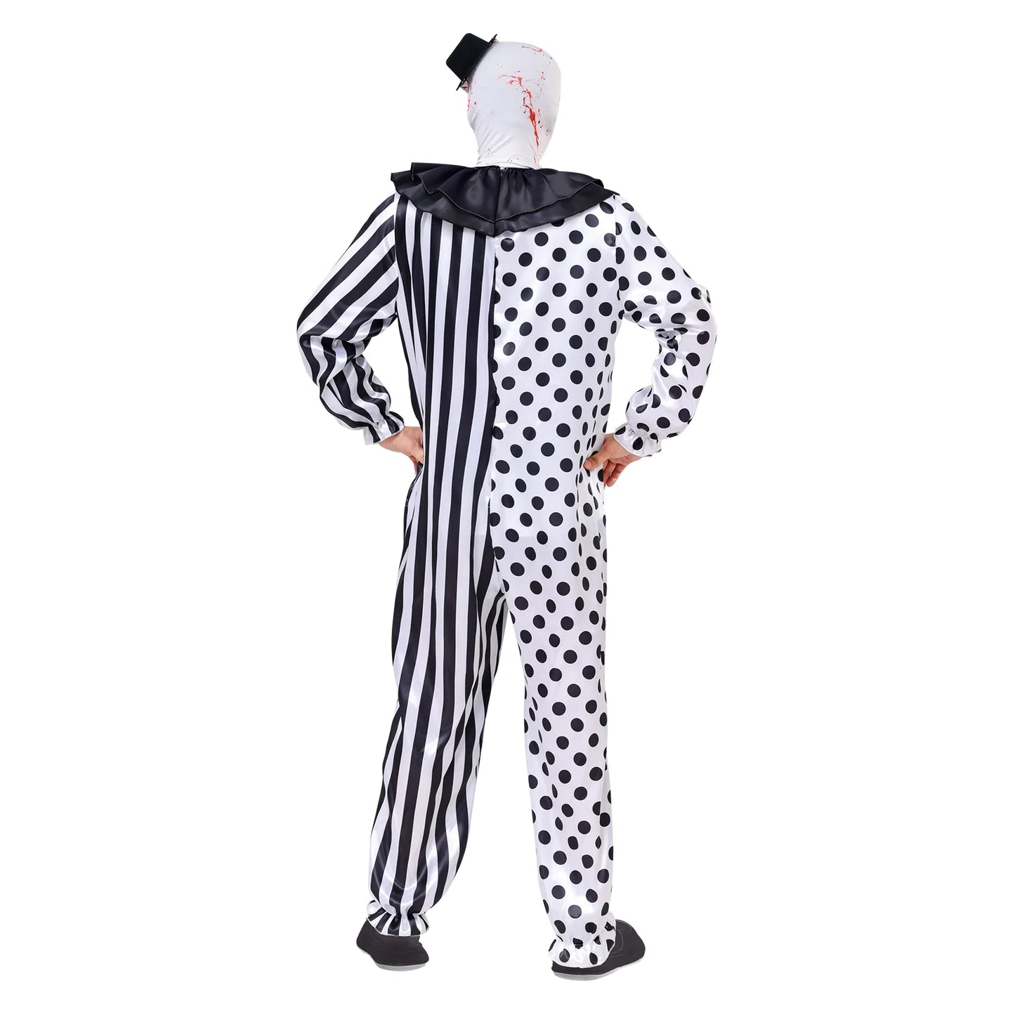 Disfraz de Payaso Blanco y Negro para Niños – Traje Completo Unisex de Halloween