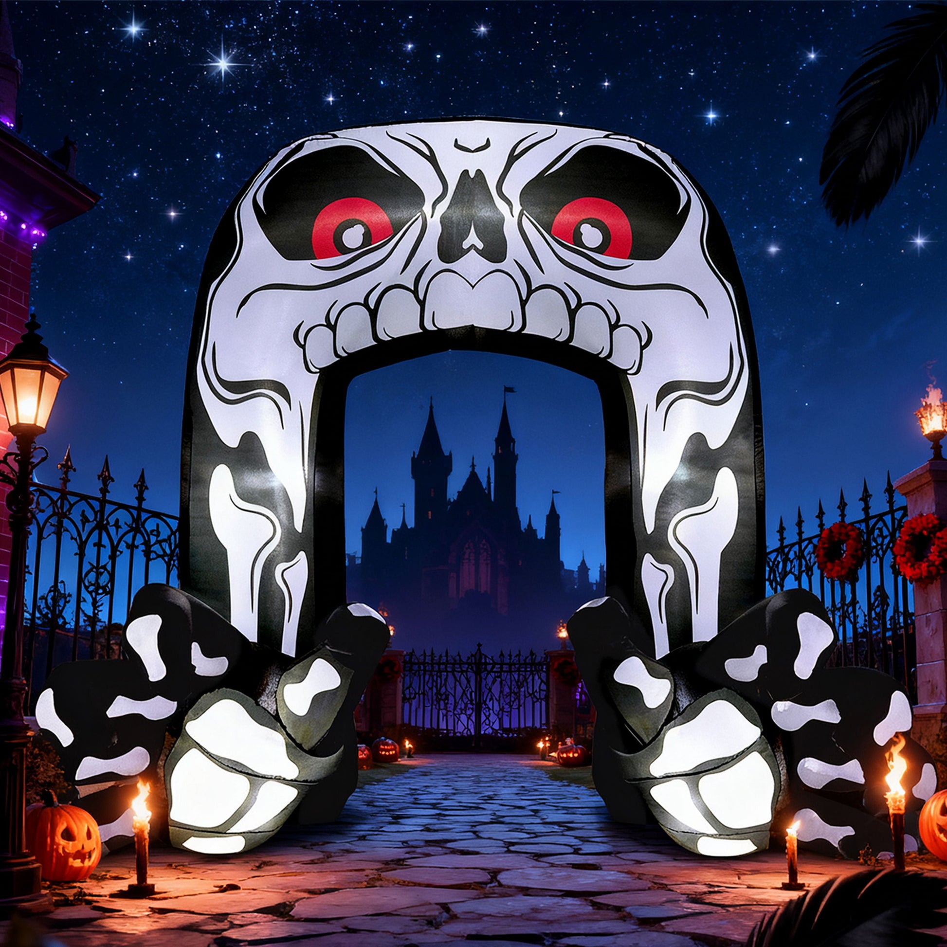 Esqueleto Inflable Gigante 2,4 m con Luces LED – Decoración de Halloween para Exterior