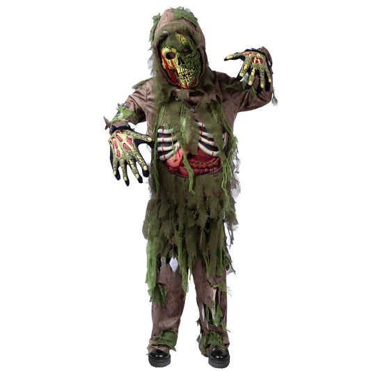 Disfraz de Esqueleto Zombi Pantanoso – Traje de Halloween para Niño con Detalles Realistas y Máscara Completa