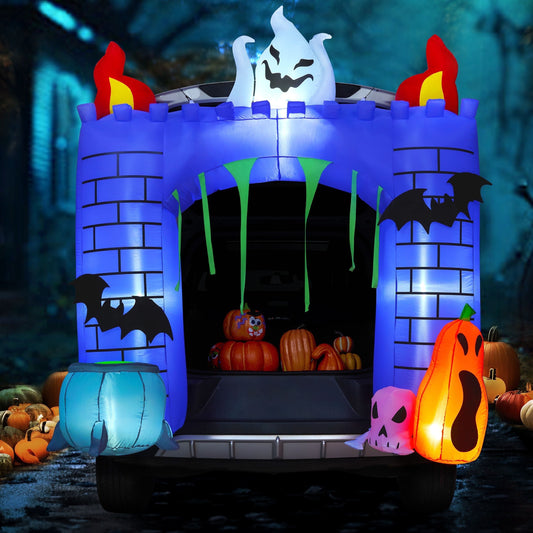 Castillo Inflable Embrujado 6FT con Fantasmas y Calabaza LED – Decoración de Halloween