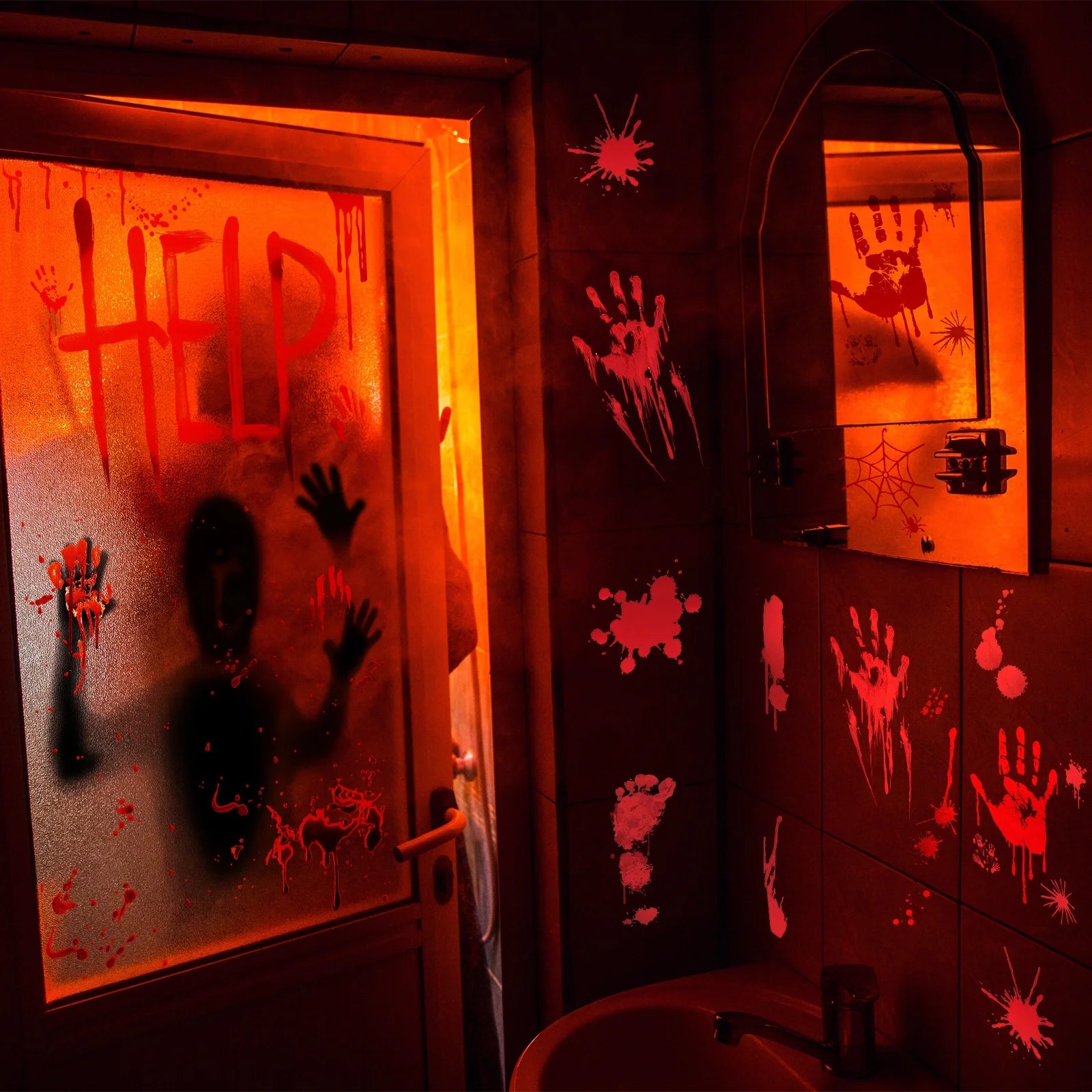 Pegatinas Sangrientas para Ventanas – Decoración de Terror para Halloween