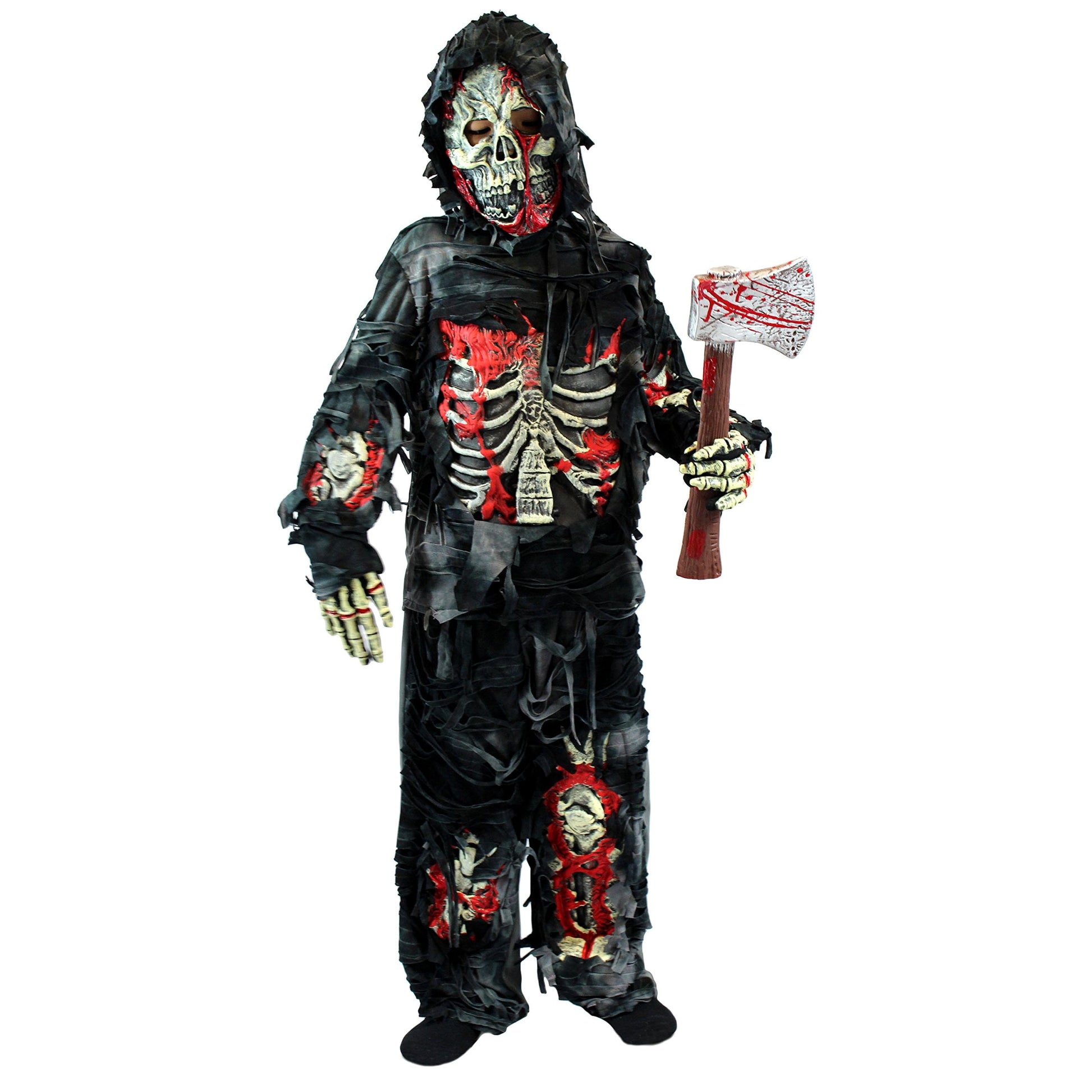 Disfraz de Niño Zombi con Hacha de Plástico – Traje Terrorífico de Halloween