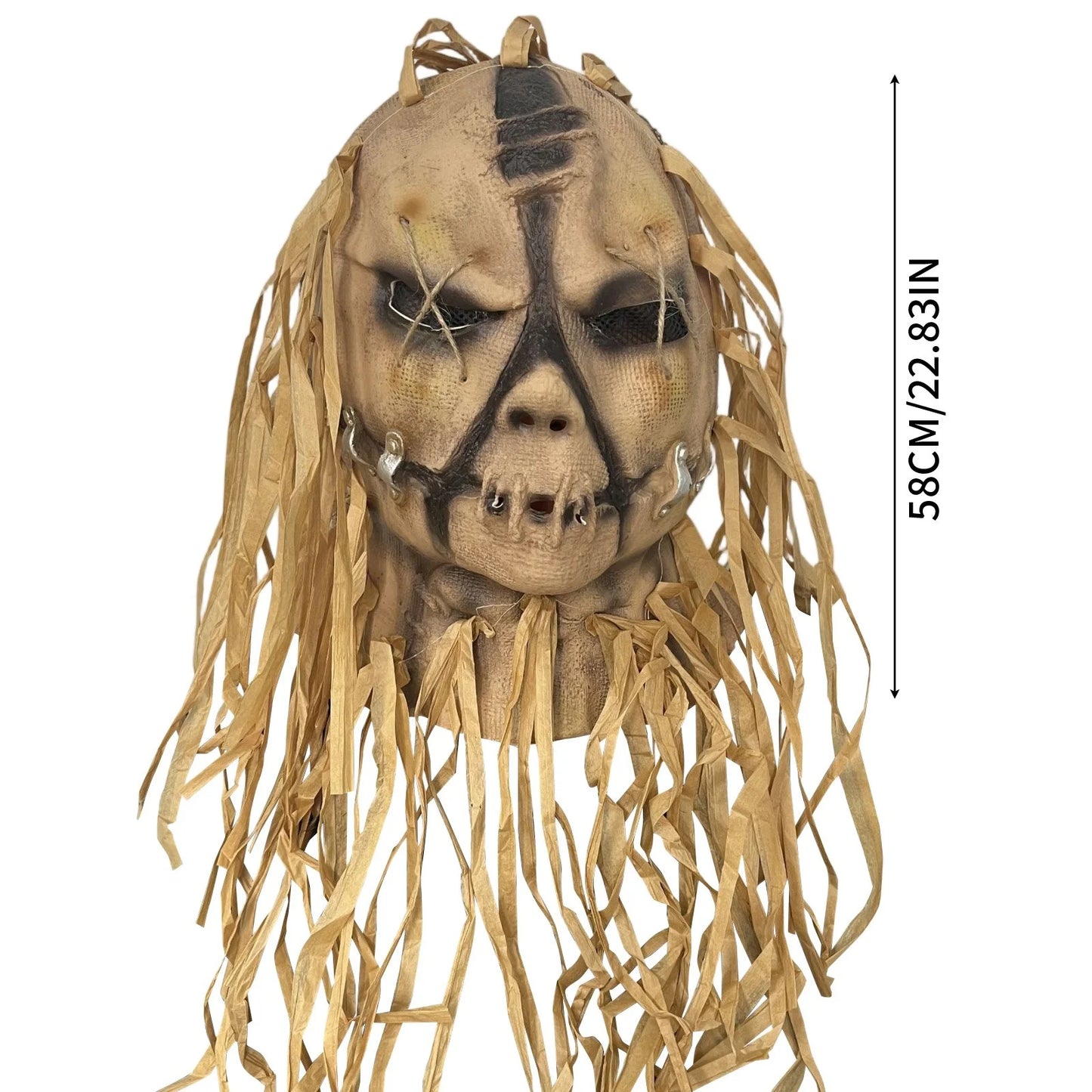 Máscara de Espantapájaros Terrorífico – Látex Completo con Cuerda y Detalles Realistas para Halloween
