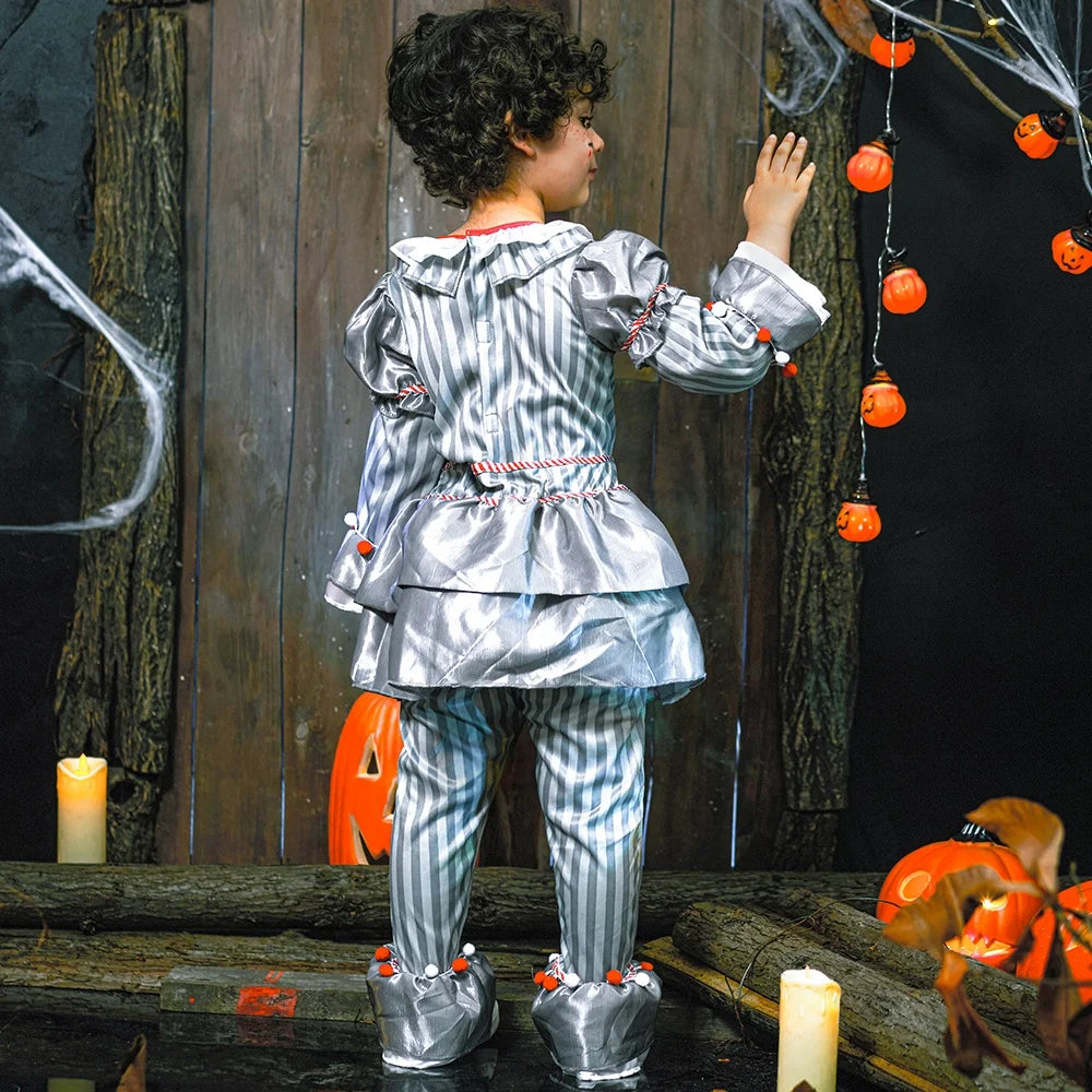 Disfraz de Payaso Clásico para Niños – Traje Completo de Terror y Circo, Ideal para Halloween y Fiestas Temáticas