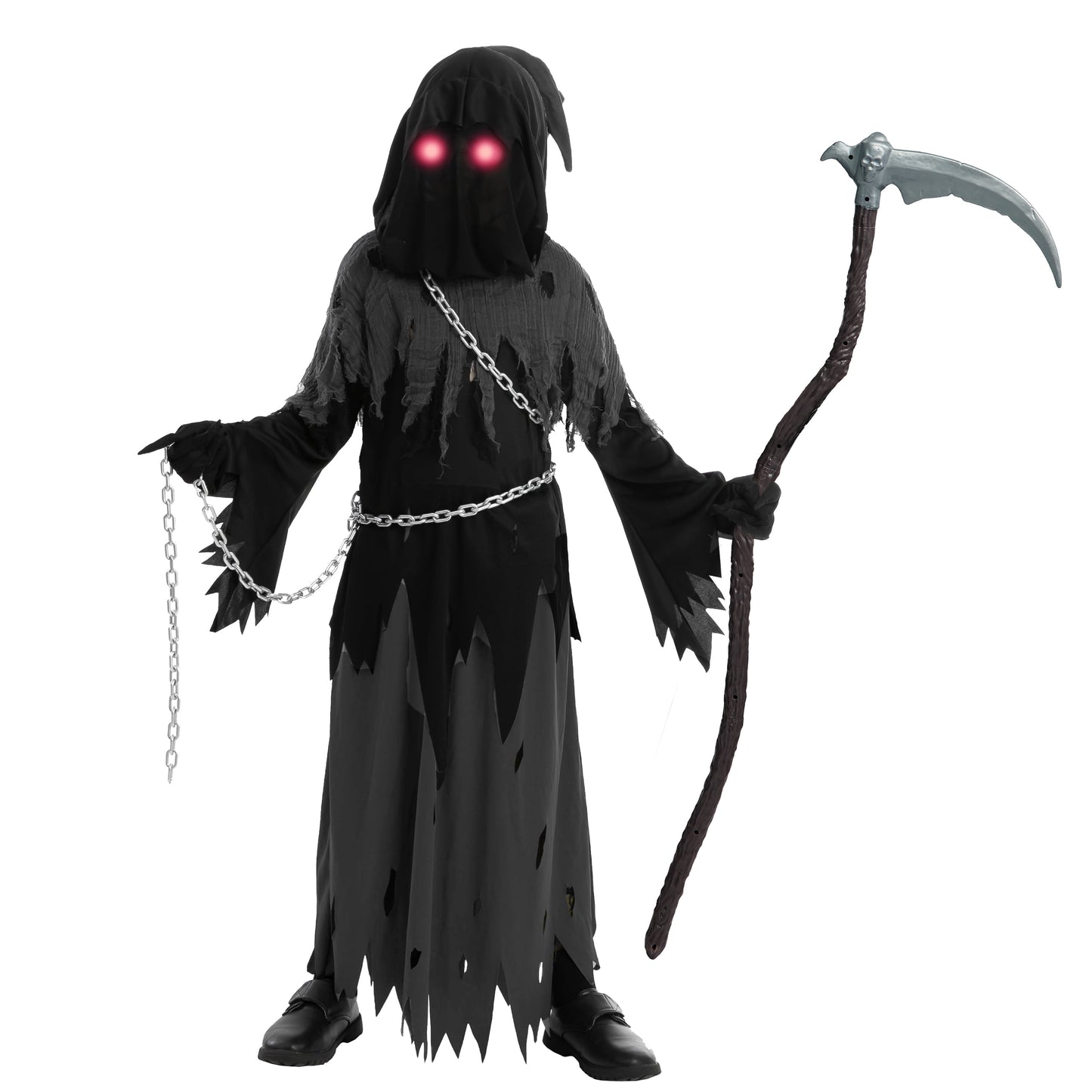 Disfraz de Niño Segador con Ojos Brillantes / Grim Reaper Costume – Halloween para Niños
