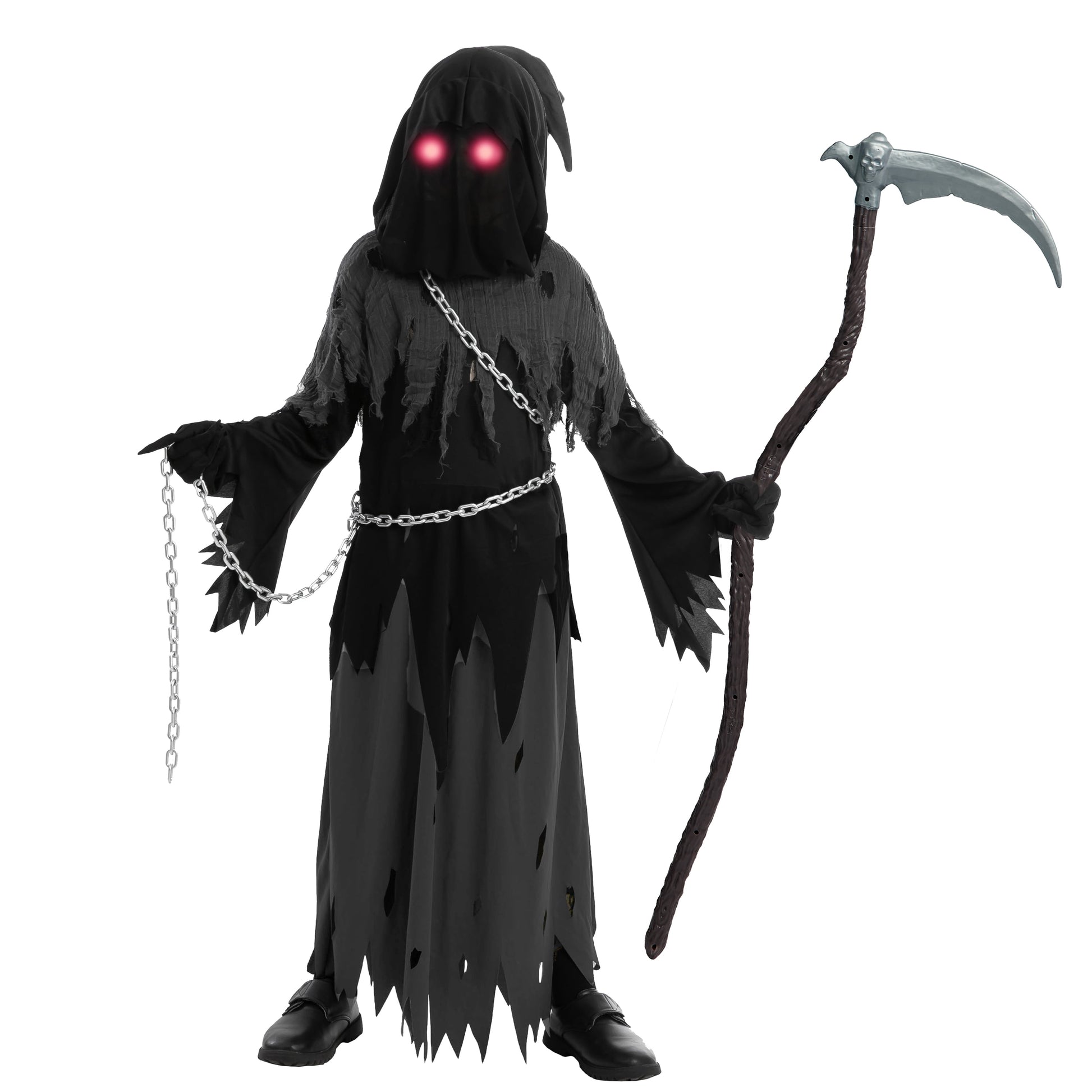 Disfraz de Niño Segador con Ojos Brillantes / Grim Reaper Costume – Halloween para Niños