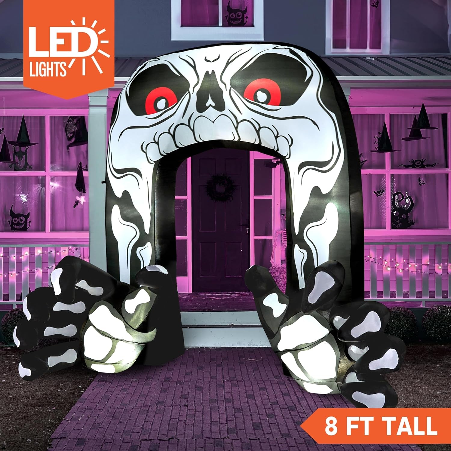 Esqueleto Inflable Gigante 2,4 m con Luces LED – Decoración de Halloween para Exterior