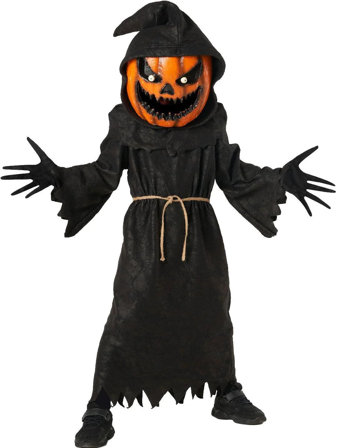 Disfraz Infantil de Calabaza Malvada – Traje de Monstruo de Halloween con Capa Negra y Detalles Naranja