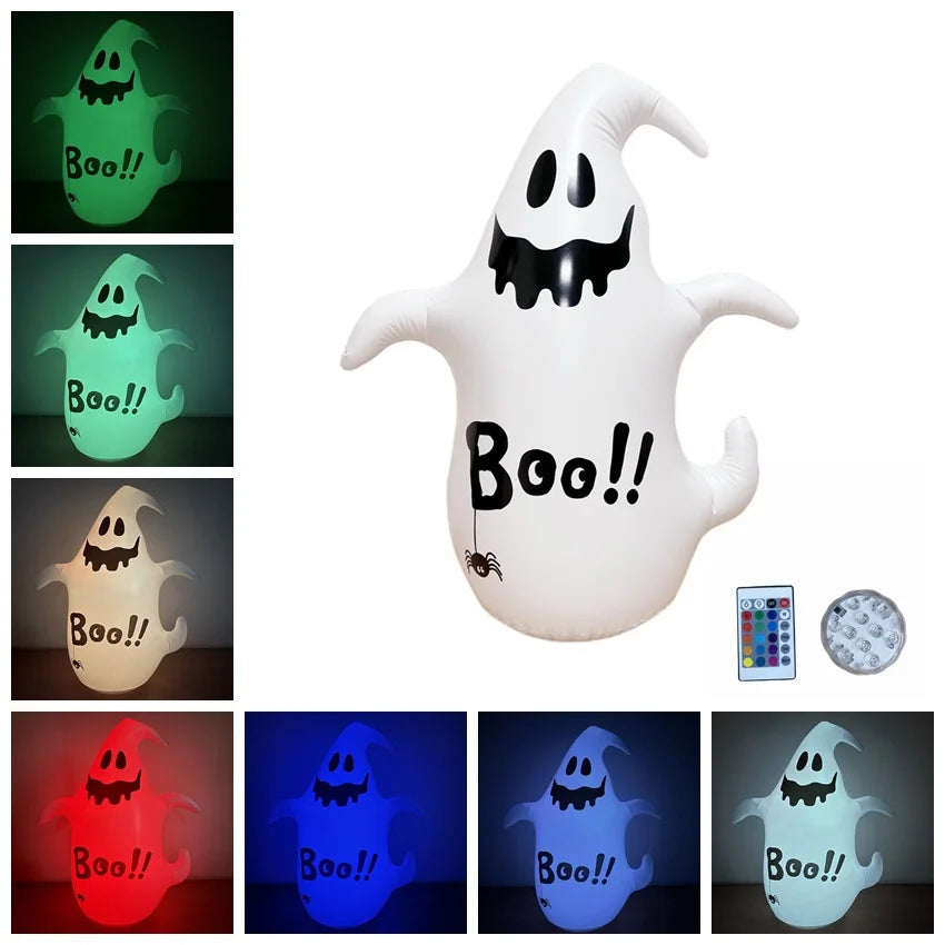 Inflable Fantasma de Halloween 4 FT – Decoración Exterior con Luces LED para Jardín o Fiesta