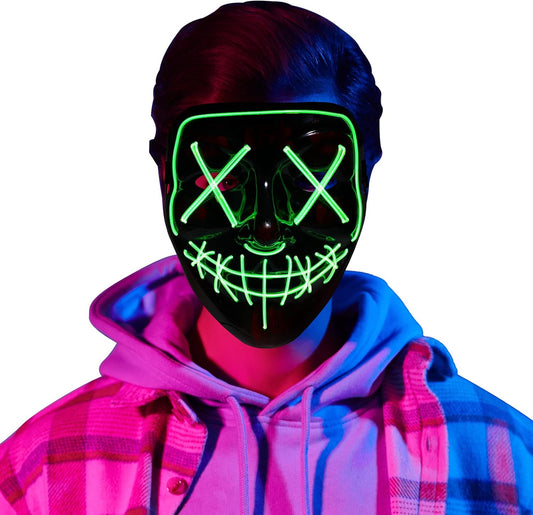 Máscara LED Creepy “The Purge” – 5 Modos Luminosos, Efecto de Terror Nocturno