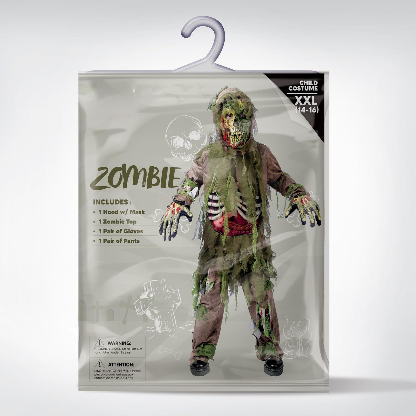 Disfraz de Esqueleto Zombi Pantanoso – Traje de Halloween para Niño con Detalles Realistas y Máscara Completa