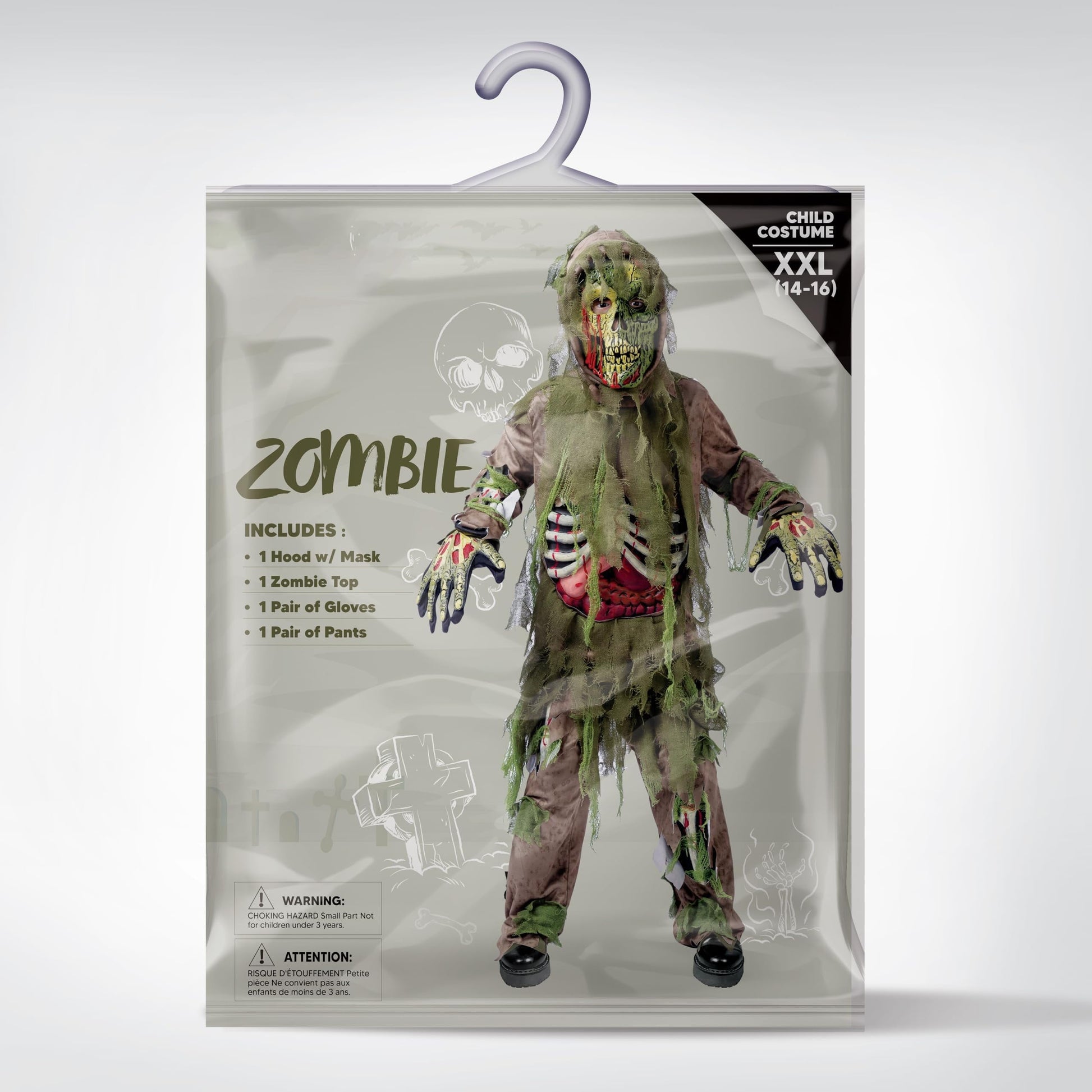 Disfraz de Esqueleto Zombi Pantanoso – Traje de Halloween para Niño con Detalles Realistas y Máscara Completa