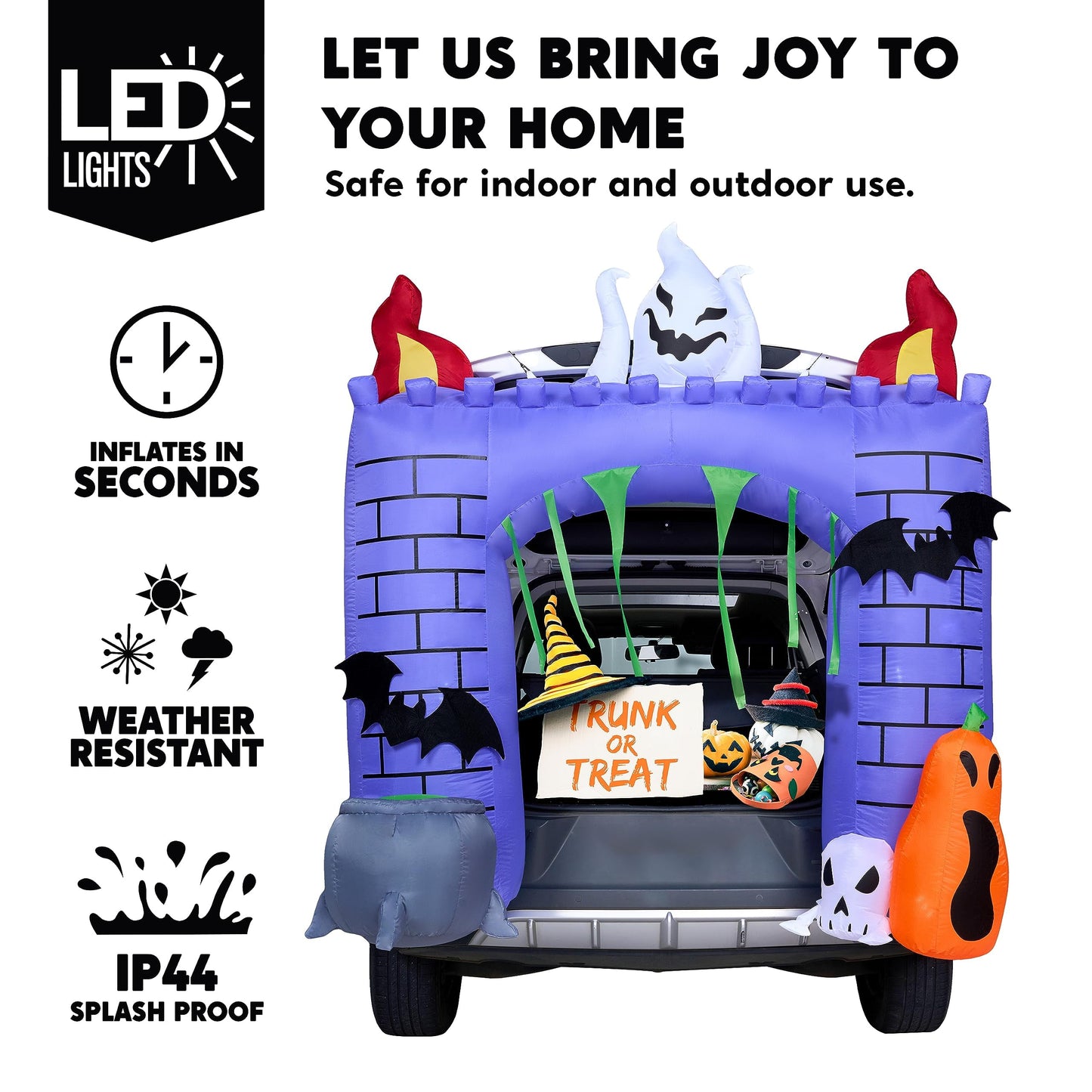 Castillo Inflable Embrujado 6FT con Fantasmas y Calabaza LED – Decoración de Halloween