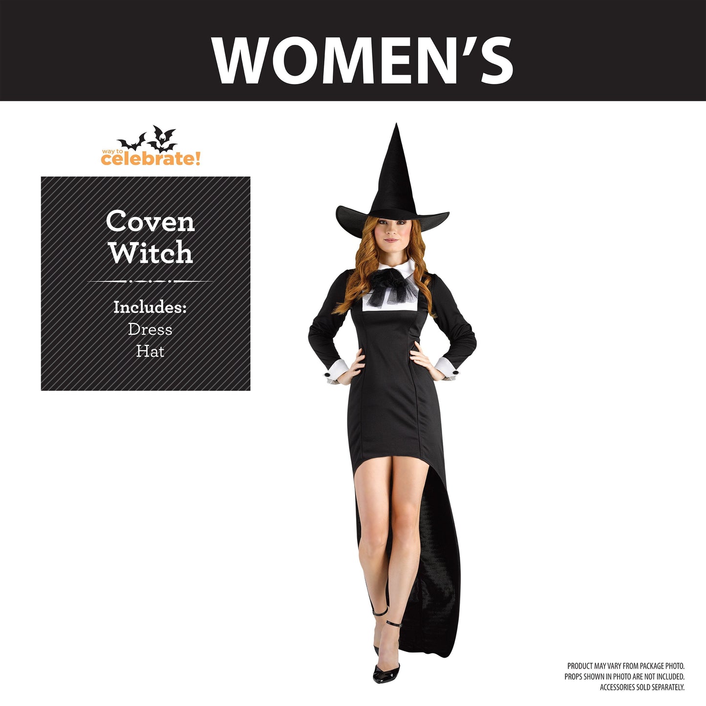 Disfraz de Bruja del Aquelarre – Traje Elegante de Halloween para Mujer con Sombrero