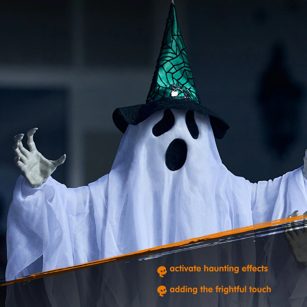 Set de 3 Fantasmas Colgantes de Halloween – Decoración Flotante para Exteriores 63 cm