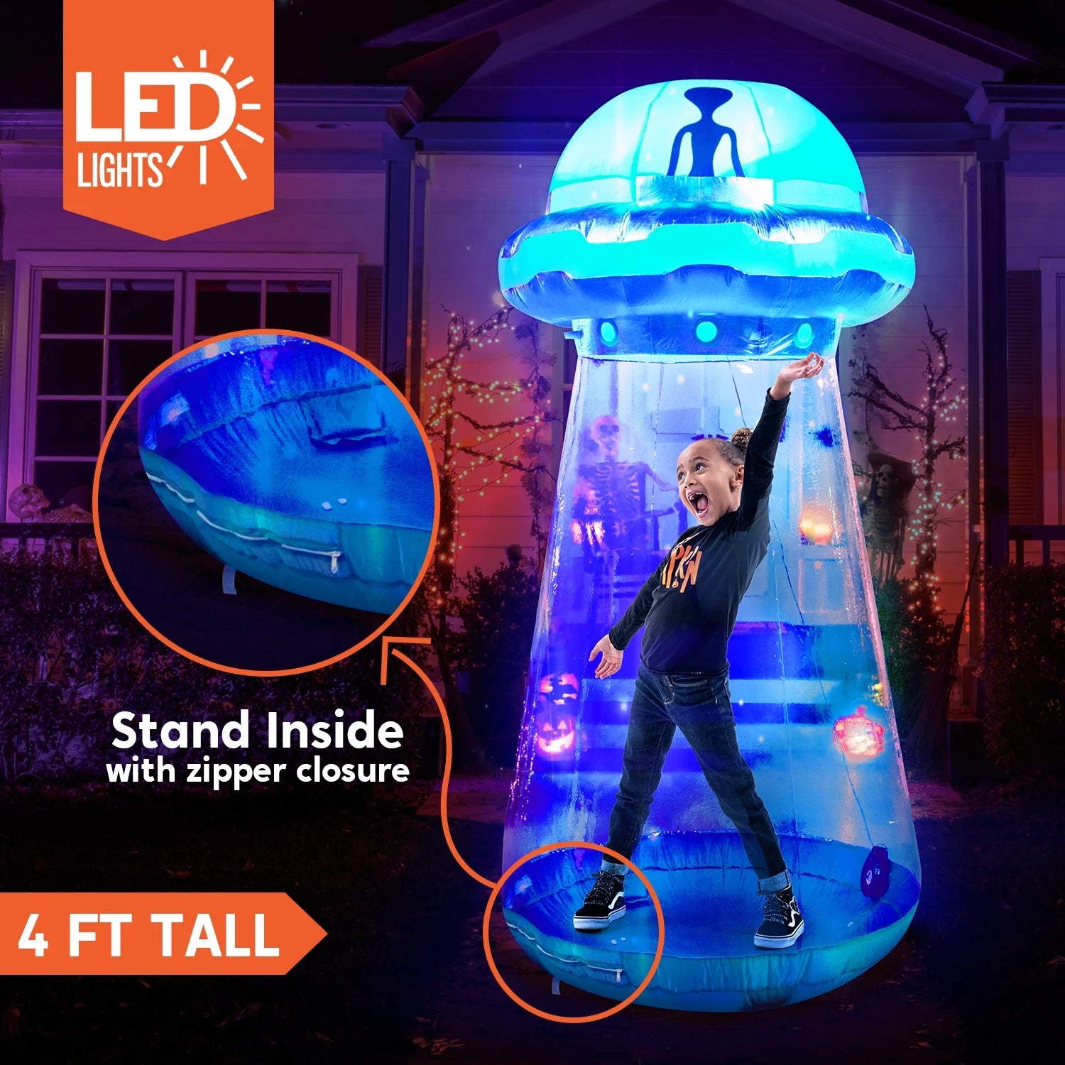 Inflable Halloween OVNI Alienígena 1.2 m – Decoración con Luces LED