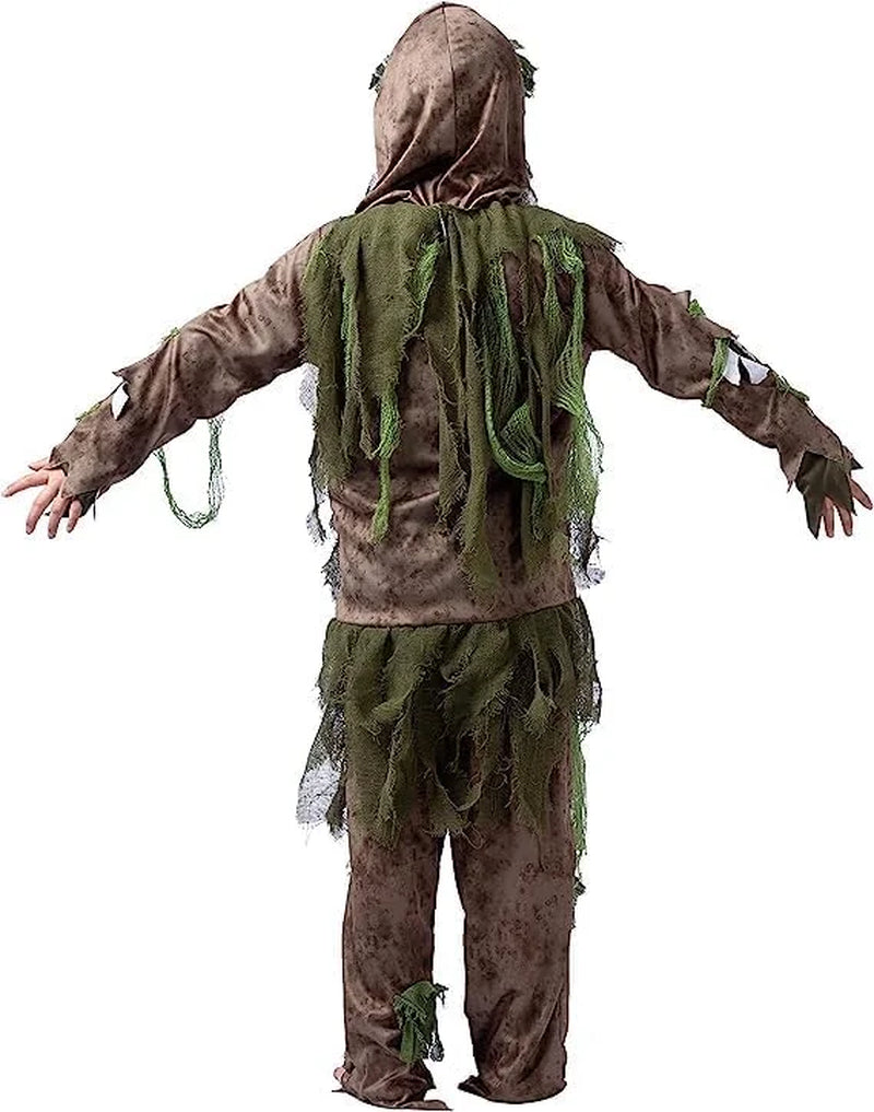 Disfraz de Esqueleto Zombi Pantanoso – Traje de Halloween para Niño con Detalles Realistas y Máscara Completa