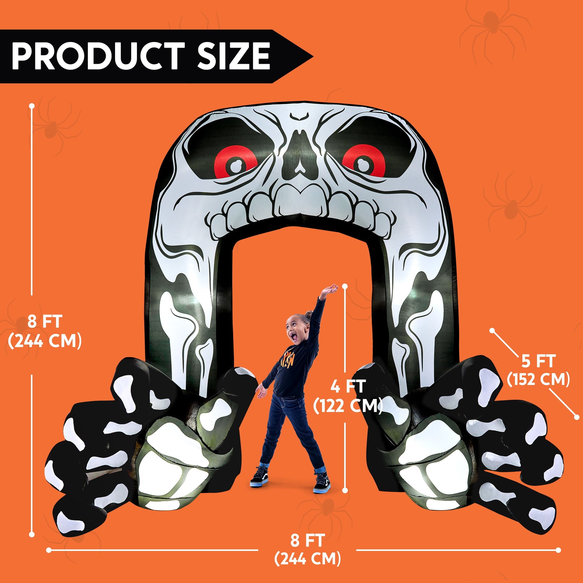Esqueleto Inflable Gigante 2,4 m con Luces LED – Decoración de Halloween para Exterior