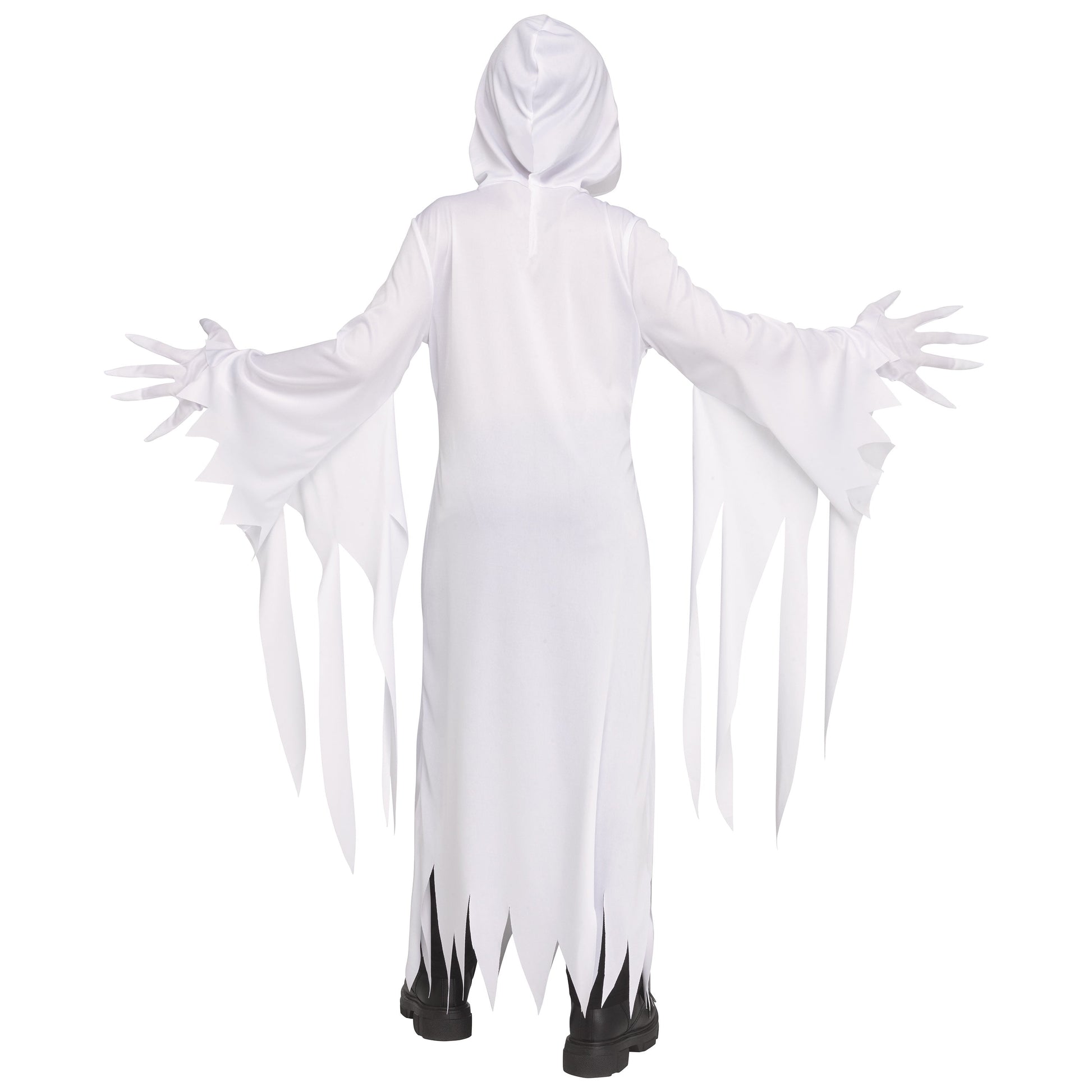 Disfraz de Fantasma Banshee para Niños – Túnica Blanca con Capucha y Manto Aterrador