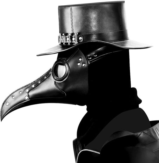 Máscara de Médico de la Peste Negra – Cuero Sintético PU | Disfraz de Halloween Gótico y Misterioso
