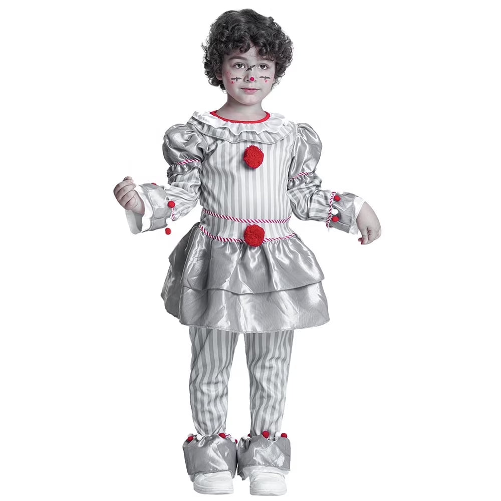 Disfraz de Payaso Clásico para Niños – Traje Completo de Terror y Circo, Ideal para Halloween y Fiestas Temáticas