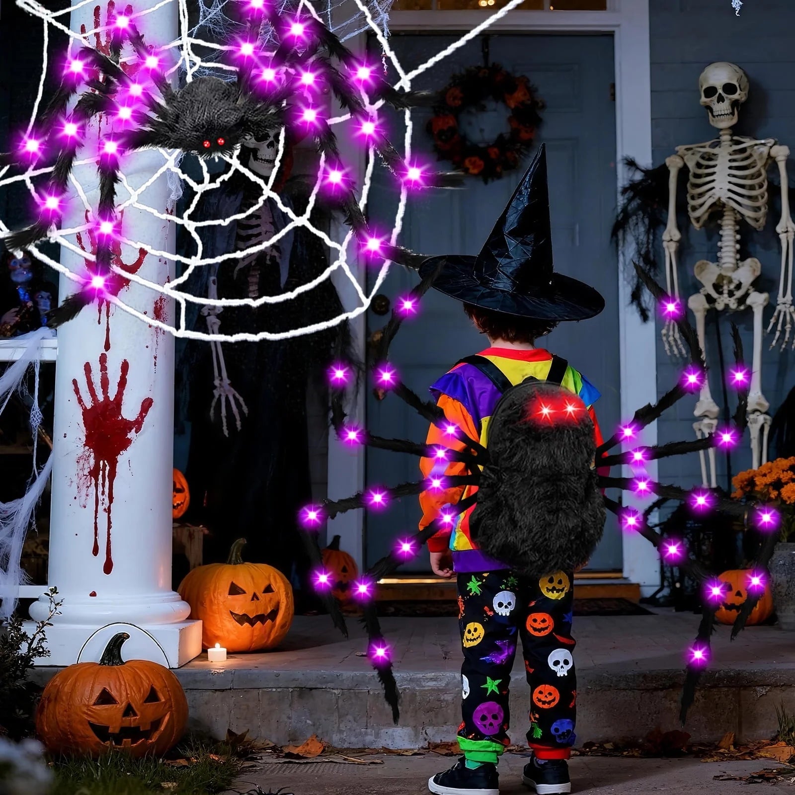 Disfraz de Araña Gigante con Luces LED – Halloween para Niños y Adultos
