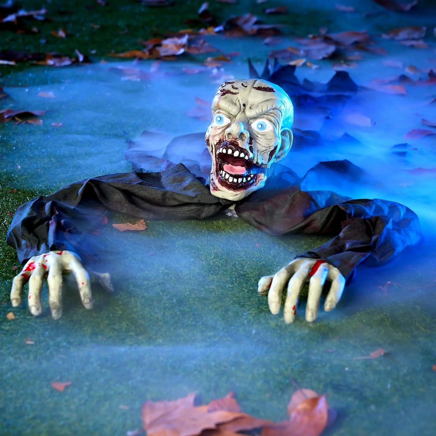 Zombie Animatrónico con Sonido y Ojos LED – Decoración de Halloween para Exterior e Interior