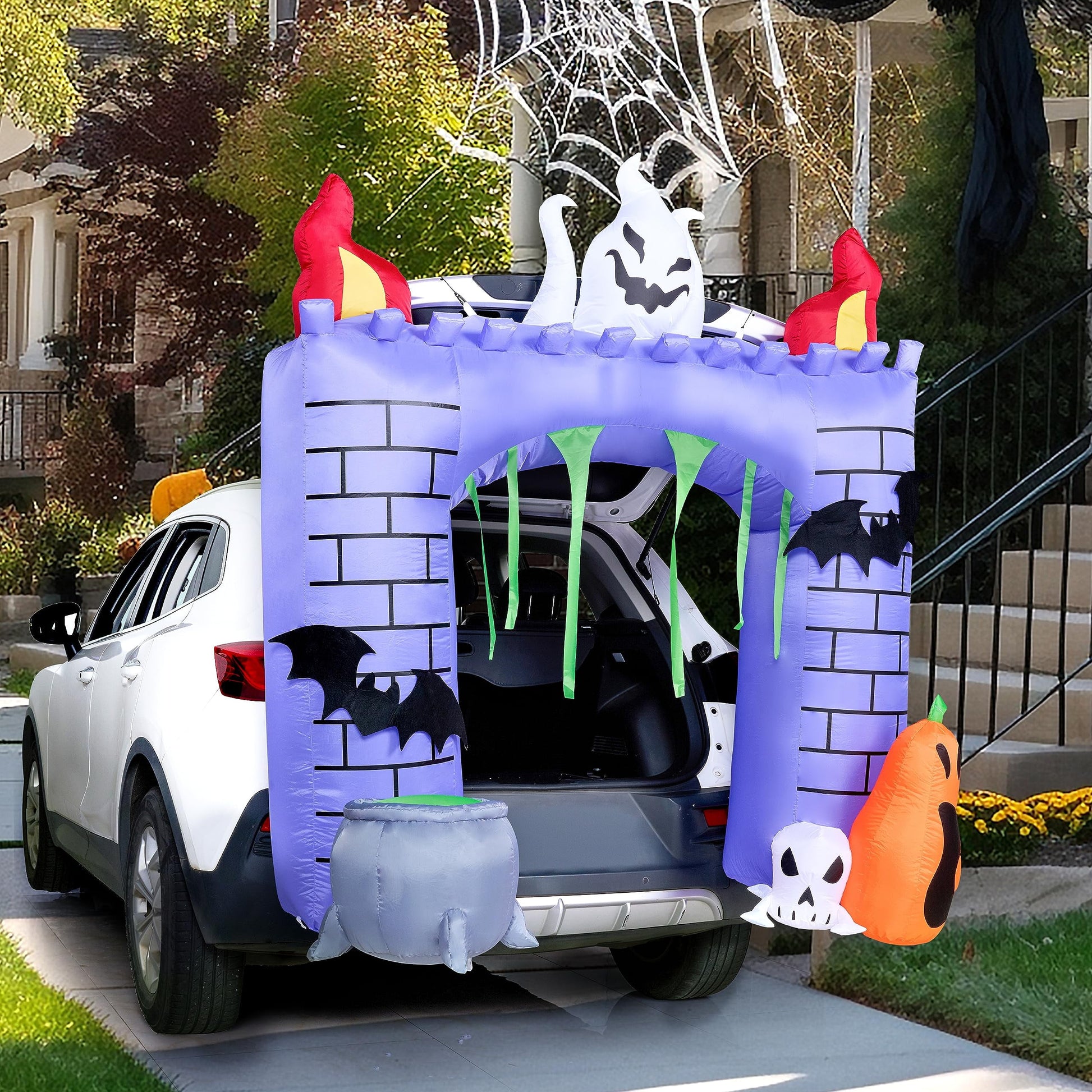 Castillo Inflable Embrujado 6FT con Fantasmas y Calabaza LED – Decoración de Halloween