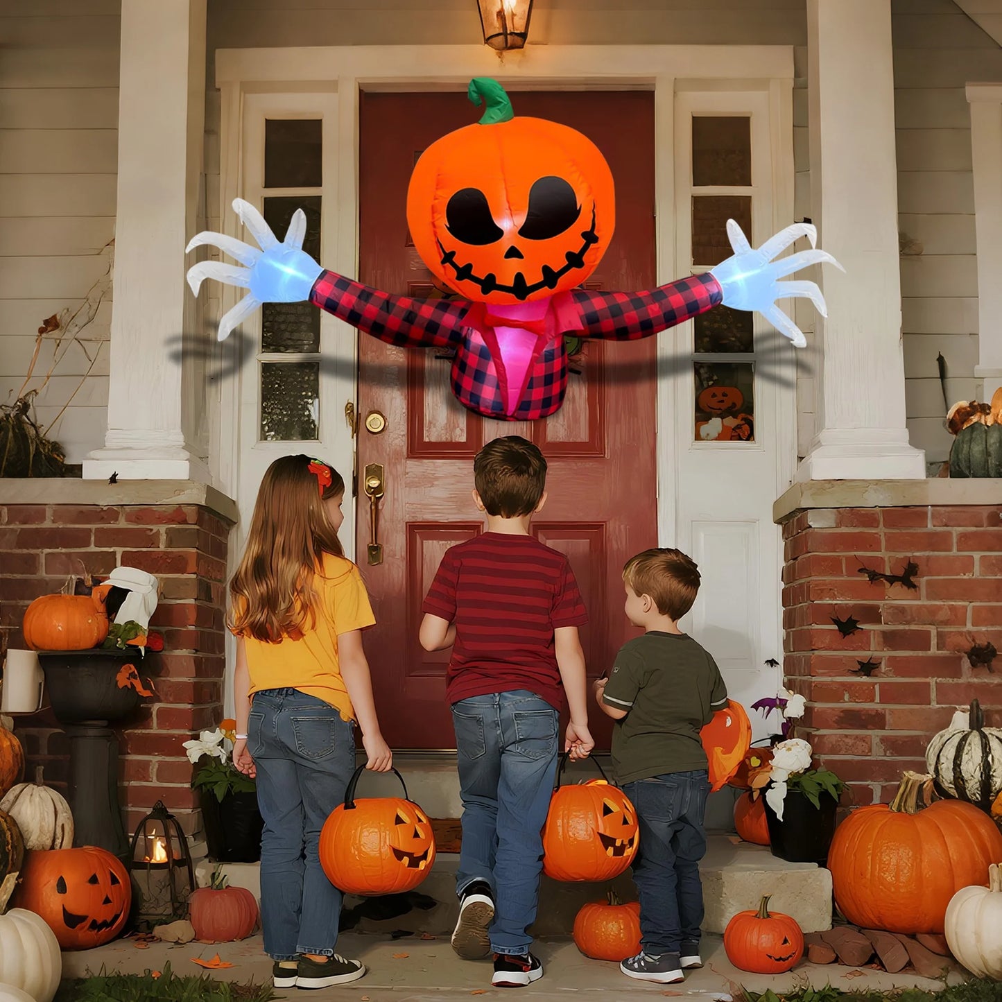 Inflable Halloween Fantasma con Calabaza 1.5 m – Decoración Exterior con Luces LED