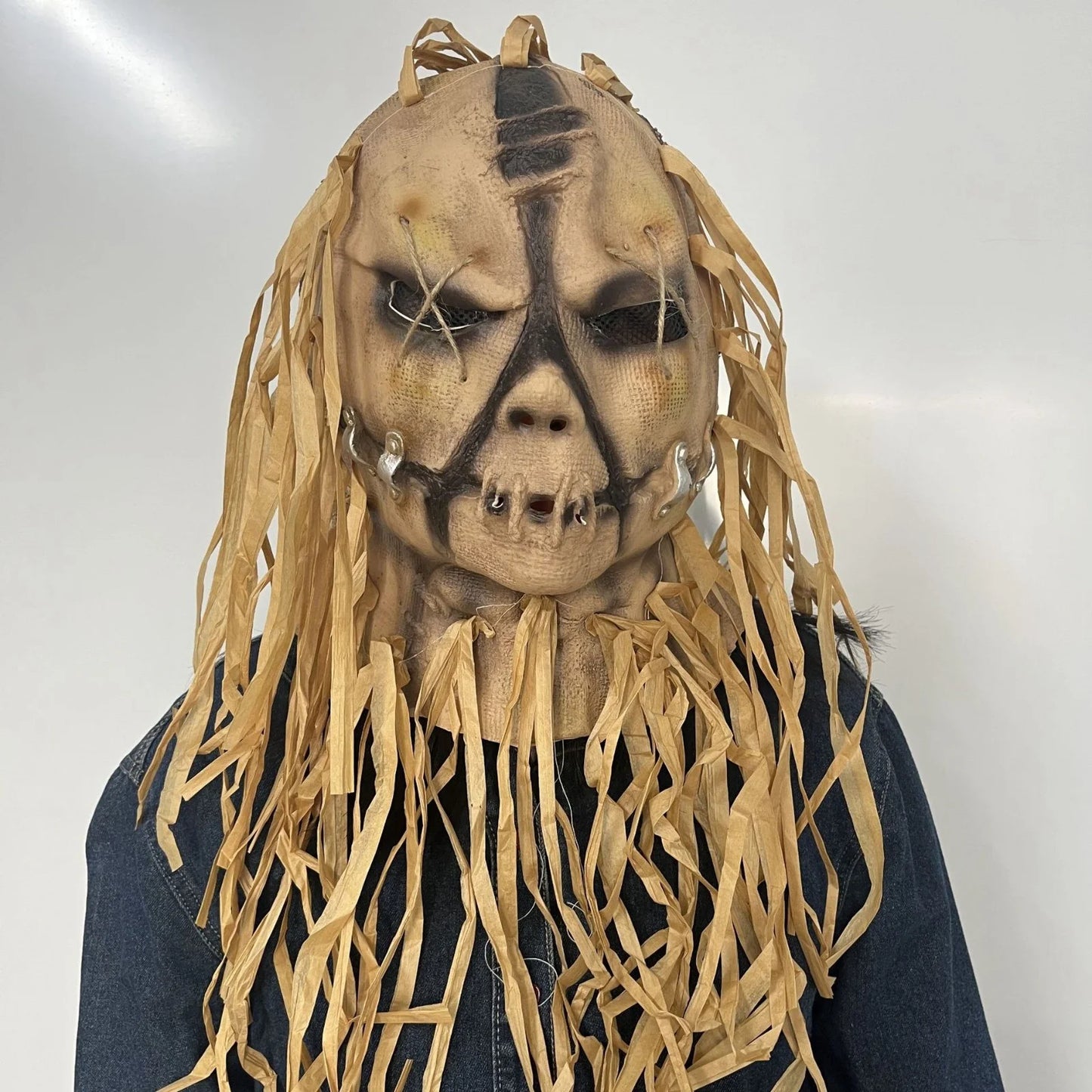 Máscara de Espantapájaros Terrorífico – Látex Completo con Cuerda y Detalles Realistas para Halloween
