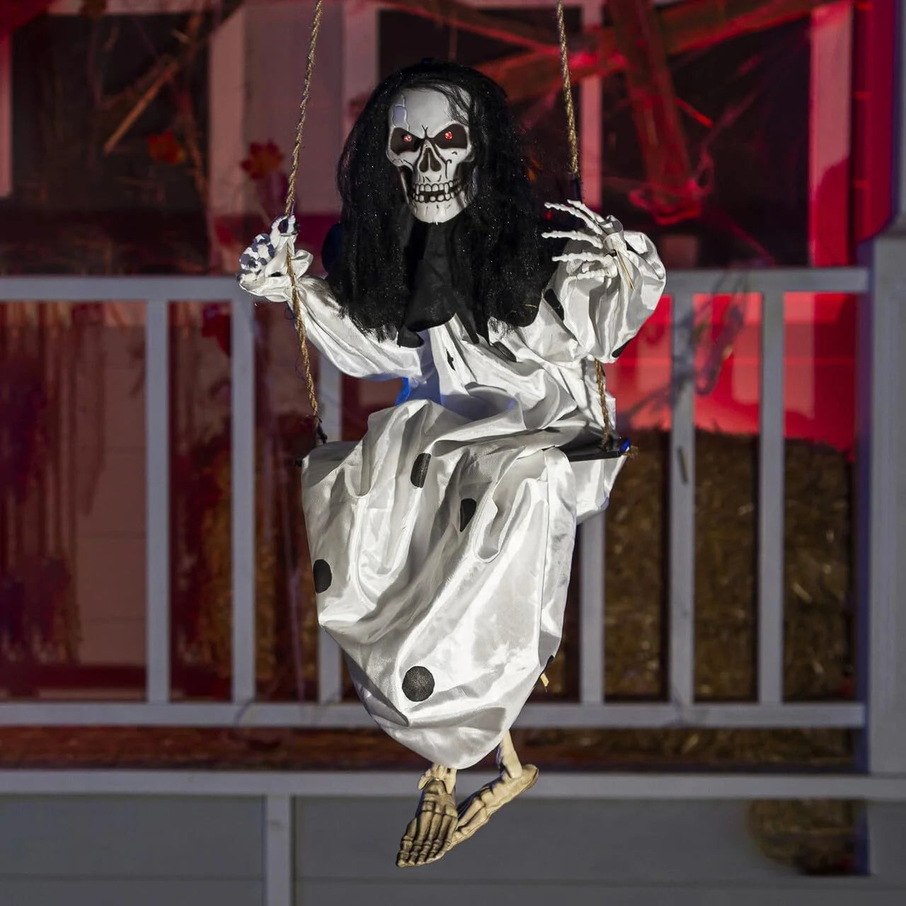 Set de 2 Fantasmas Colgantes con Luz LED – Decoración de Halloween para Exteriores (3 pies / 90 cm)