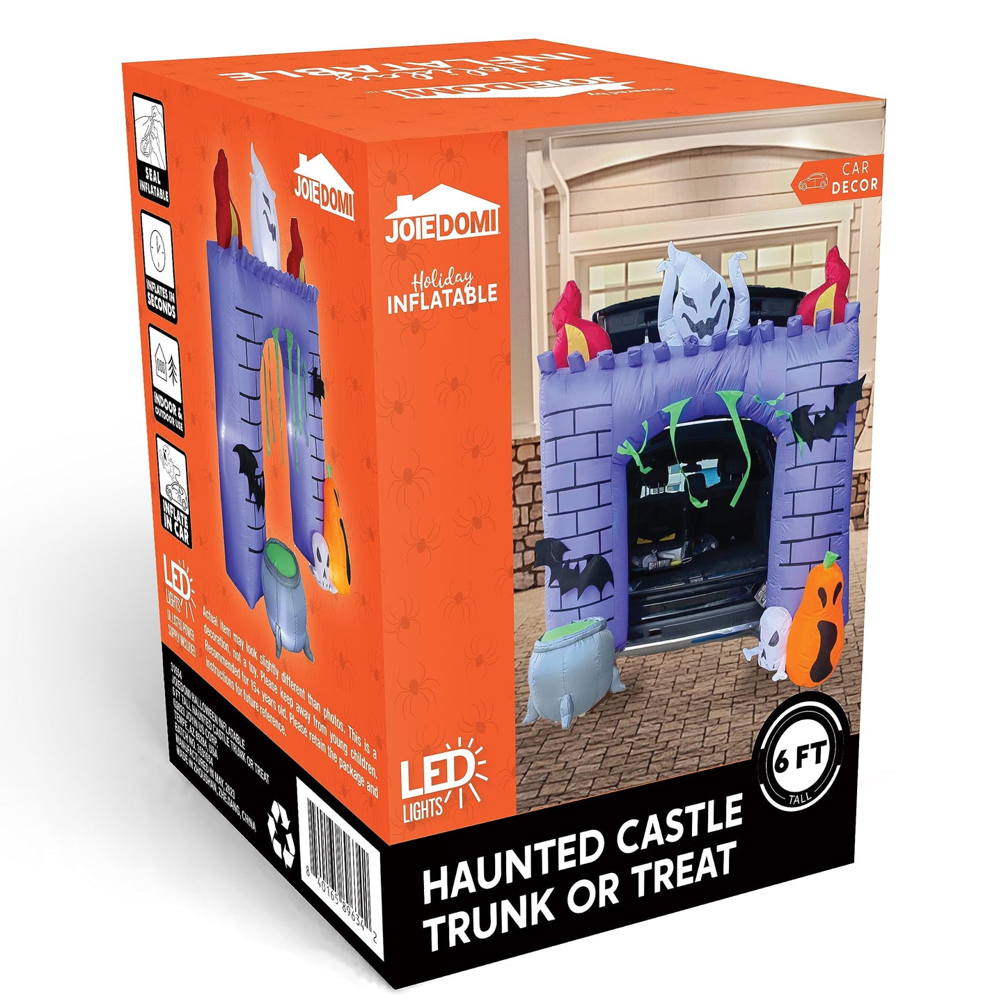 Castillo Inflable Embrujado 6FT con Fantasmas y Calabaza LED – Decoración de Halloween