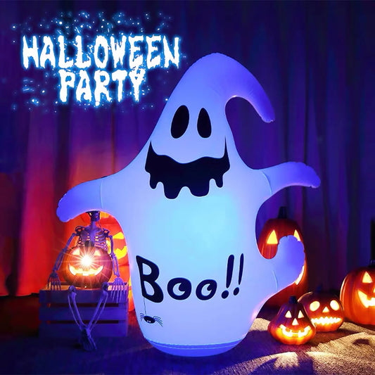 Inflable Fantasma de Halloween 4 FT – Decoración Exterior con Luces LED para Jardín o Fiesta