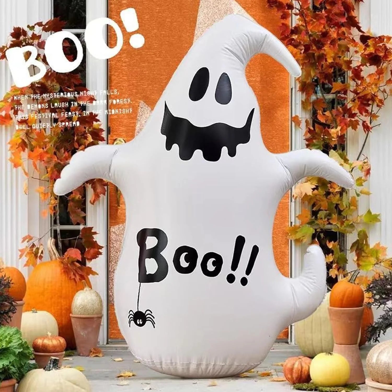 Inflable Fantasma de Halloween 4 FT – Decoración Exterior con Luces LED para Jardín o Fiesta