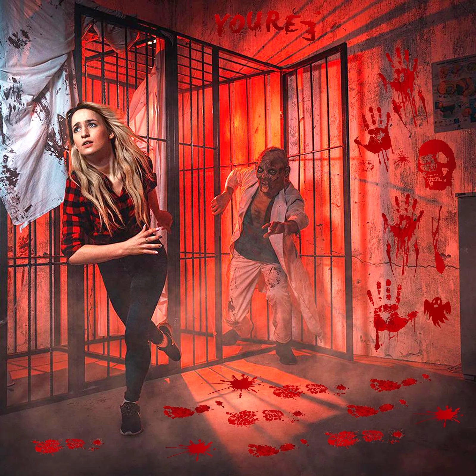 Pegatinas Sangrientas para Ventanas – Decoración de Terror para Halloween