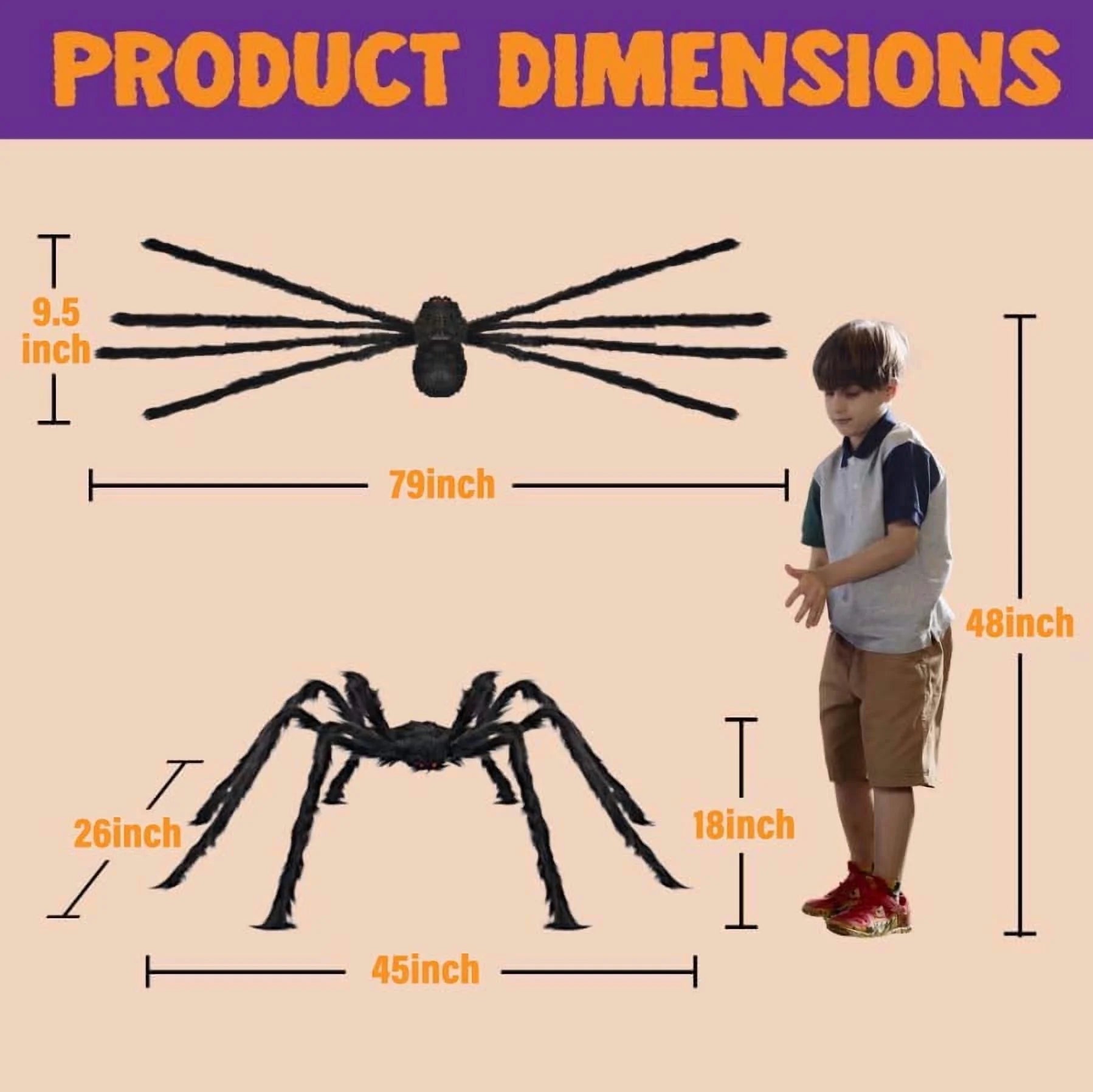 Araña Gigante de Halloween 79” – Decoración de Terror para Exteriores