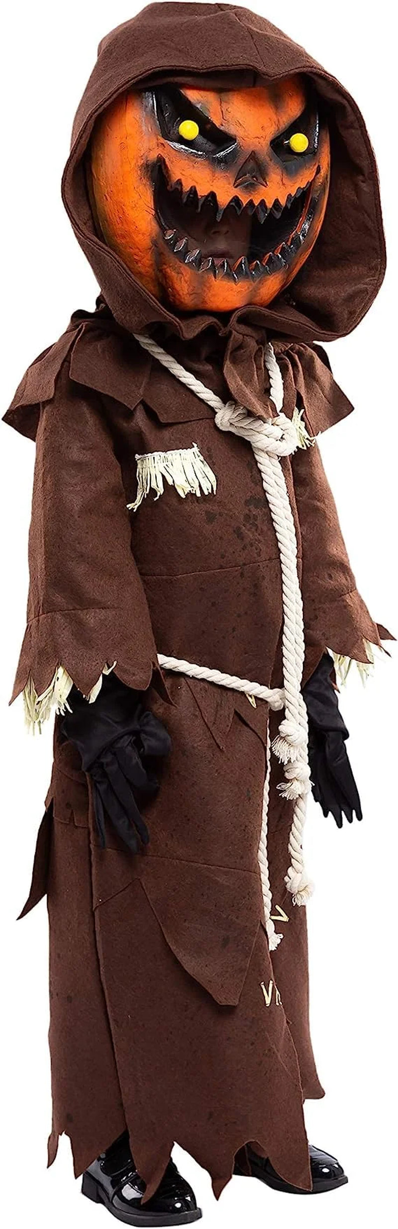 Disfraz de Espantapájaros con Cabeza de Calabaza – Traje de Terror Infantil para Halloween con Máscara Incluida