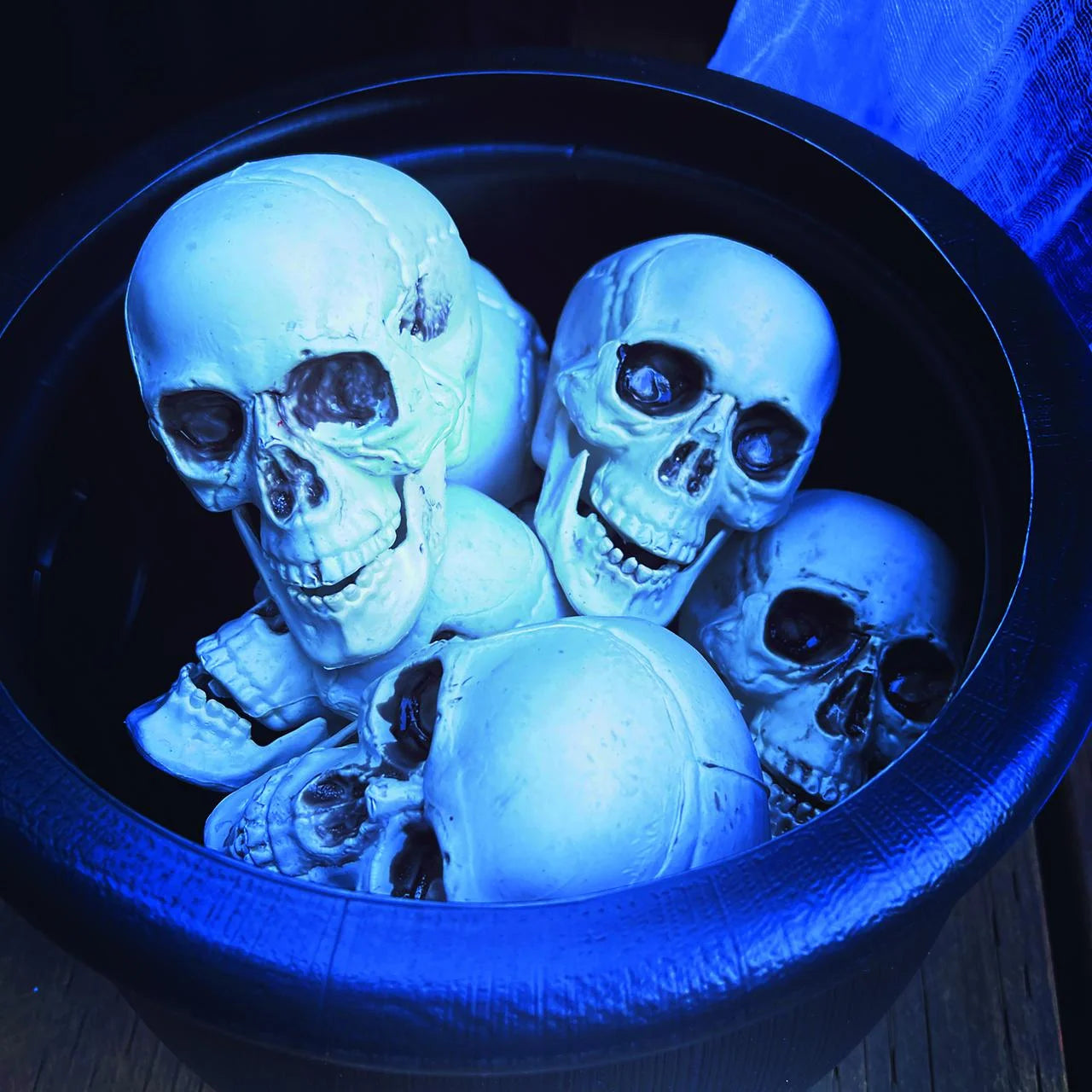 Bolsa de Calaveras Decorativas – Set de 12 Cráneos de Halloween para Decoración de Terror