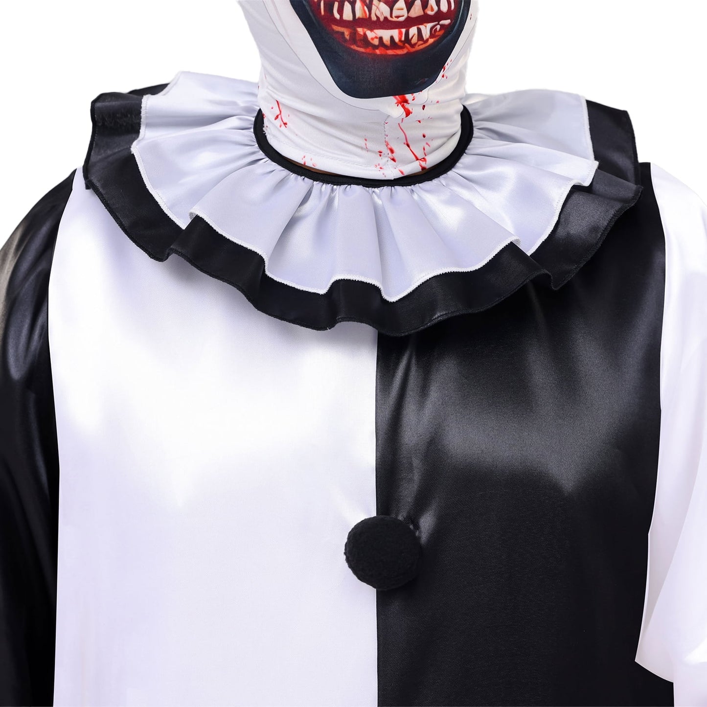 Disfraz de Payaso Terrorífico Blanco y Negro para Niños – Traje Completo con Máscara y Sombrero