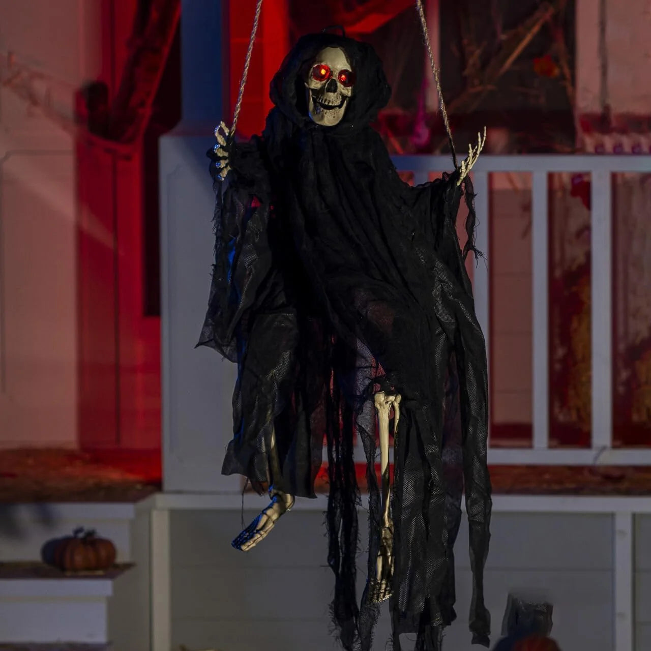 Set de 2 Fantasmas Colgantes con Luz LED – Decoración de Halloween para Exteriores (3 pies / 90 cm)